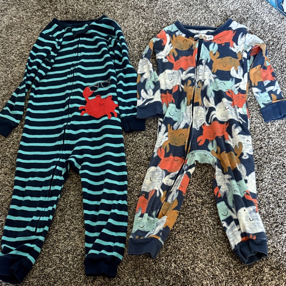 Carter's Striped Blue and Animal Print Footies
